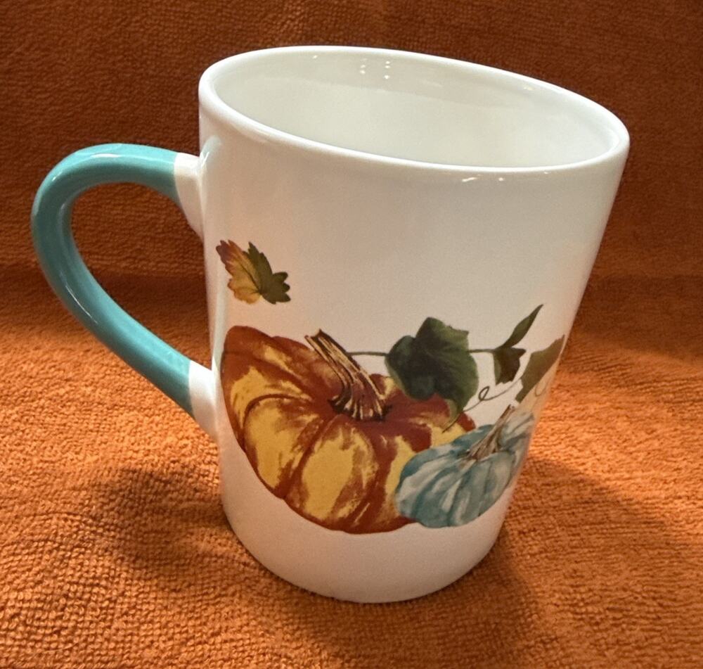 Royal Norfolk Fall Pumpkin Thanksgiving Coffee Mug Cup Stoneware Blue #35